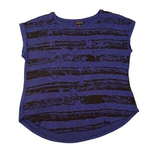 Rock‎ And Republic Womens Top XL Blue Stars Sheer Sweater Cap Sleeve Pullover